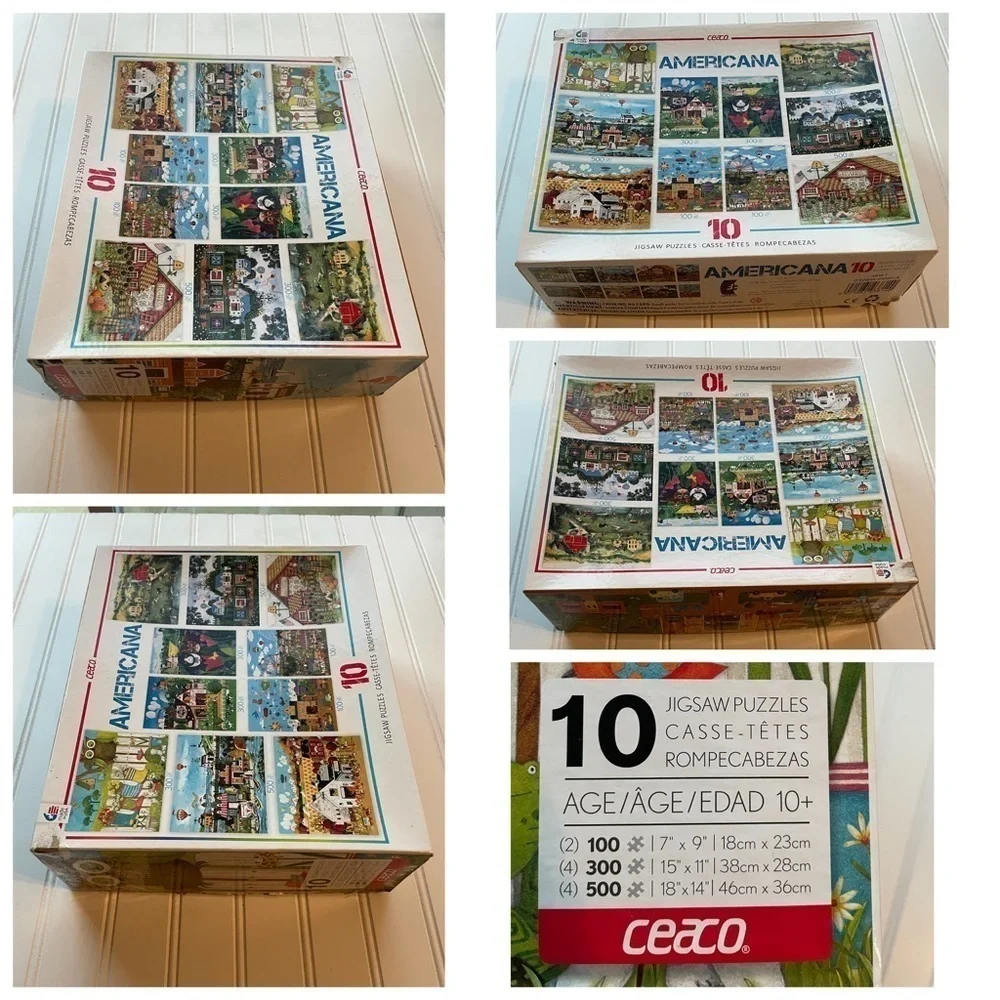 CEACO AMERICANA Jigsaw Puzzles Set of 8 New in Opened Box Educational Game